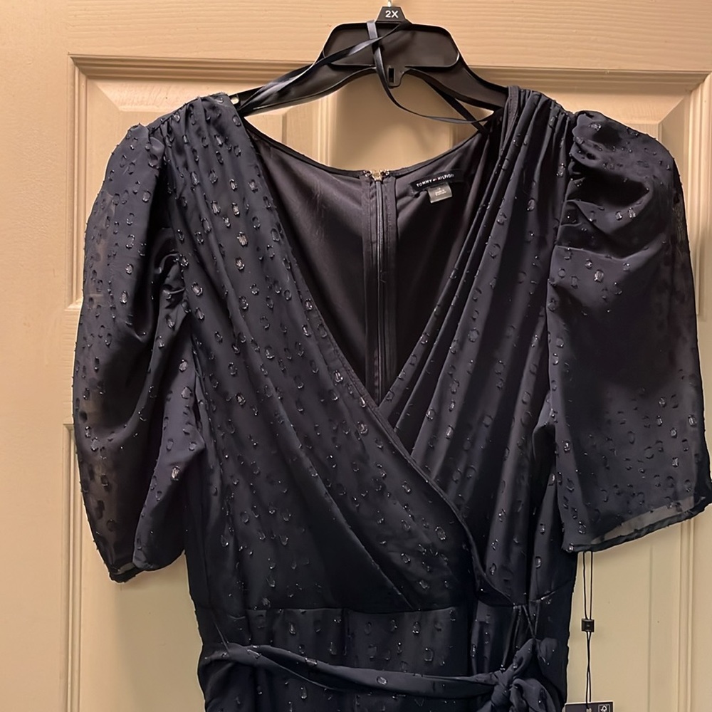 Tommy Hilfiger Navy blue special occasion dress mid shin length size 16 NWT